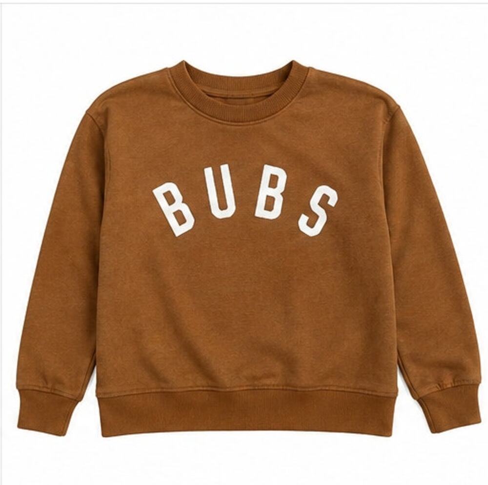 BUBS Brown Terry Cloth Graphic Sweatshirt 100% Cotton Kids Size 6Y - Picture 1 of 4